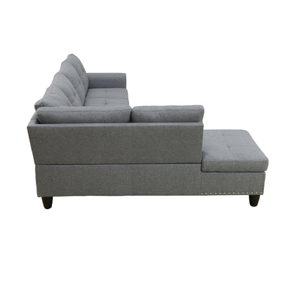L shape Sectional Sofa Chair with cup holder - Dark Gray-Left image 11