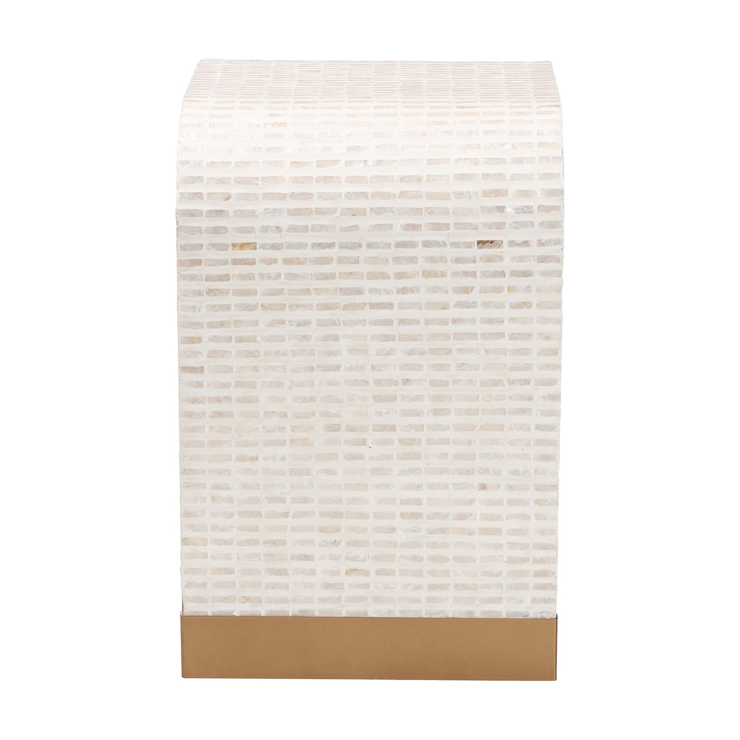 Coastal Beige and White Mother of Pearl Capiz Shell End Table image 5