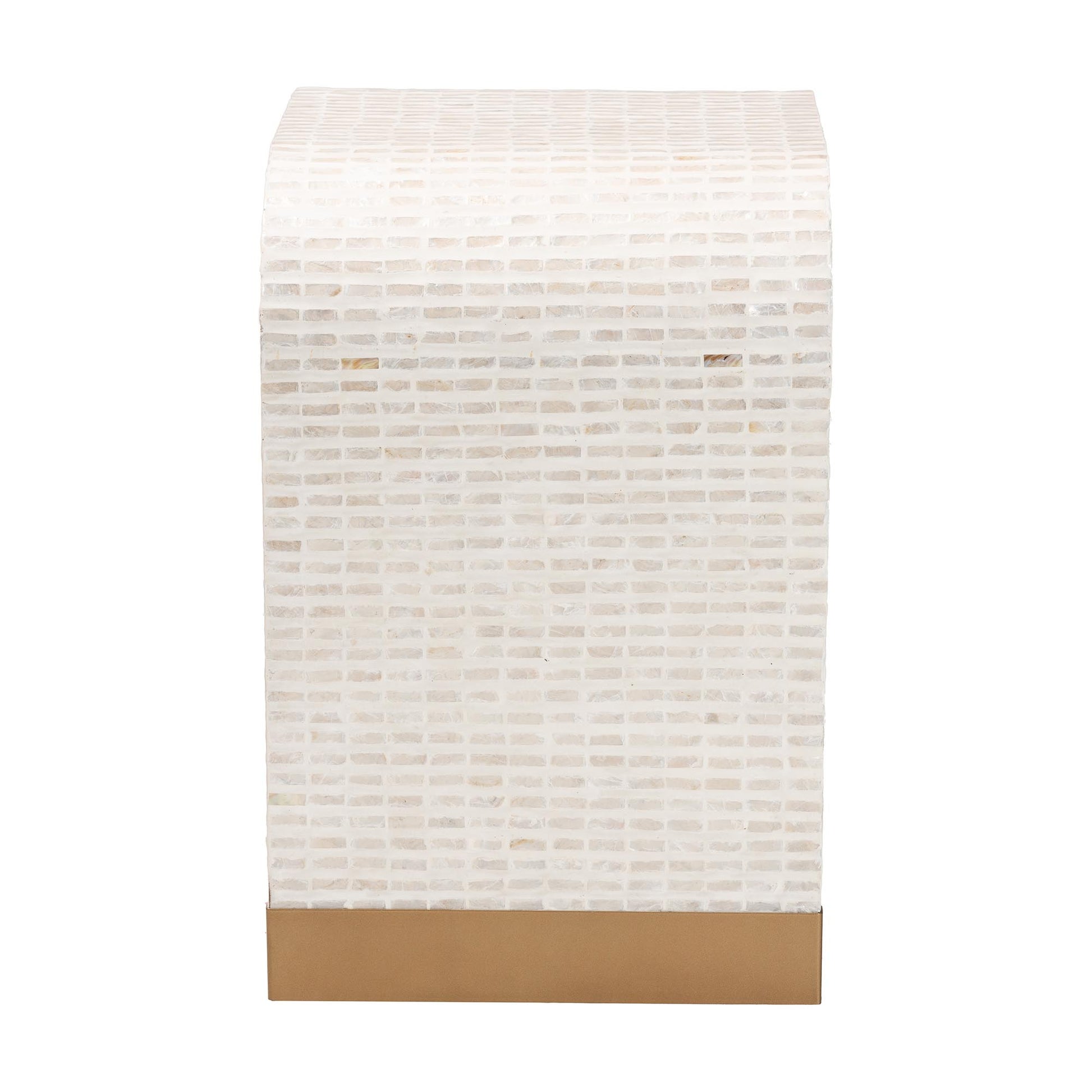 Coastal Beige and White Mother of Pearl Capiz Shell End Table image 5