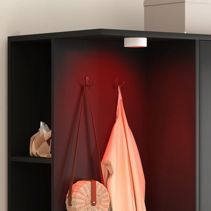 Wardrobe Closet 71.7" H, Bedroom Wooden Wardrobe with 2 Doors 6 Drawers, Modern Clothing Storage Cabinet Combination with Storage Shelves and Hanging Rail, Black image 9