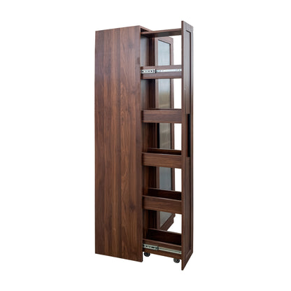 Kitchen pantry cabinet with multi-functional pull-out multi-tier storage shelf,Farmhouse Storage Cabinet with glass Doors,Pantry Organizers for Kitchen, bar cabinet,Dining Room image 4