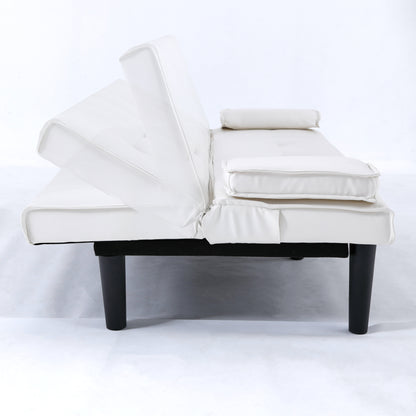 The 67-inch white PVC multi-functional sofa bed, with a foldable and cup holder design, makes it extremely convenient to turn the living room into a guest room image 11