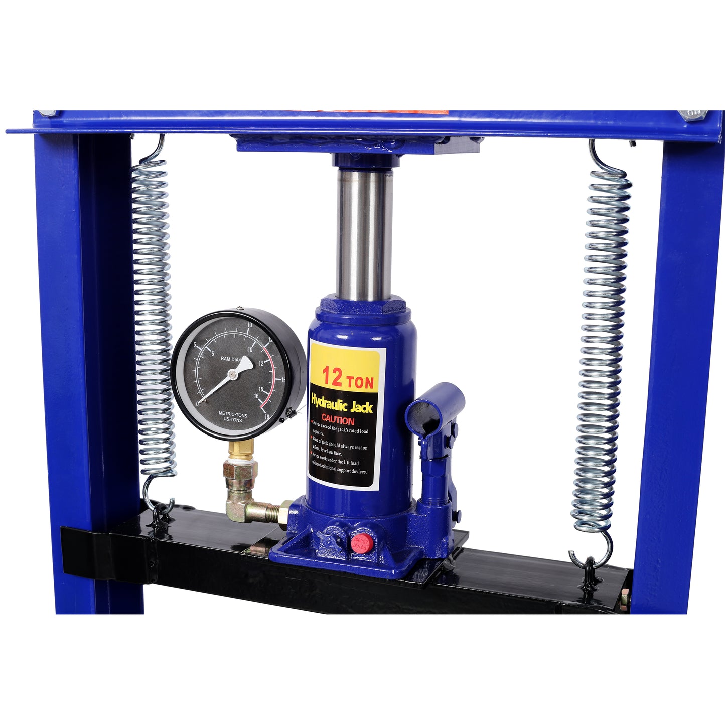 12Ton Bottle Jack Shop Press with Gauge, Bend, Straighten, or Press Parts, Install Bearings, U-Joints, Bushings, Ball Joints, and Pulleys,Blue image 9