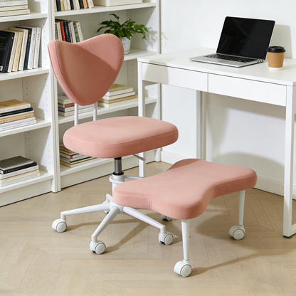 Meditation chair, an ergonomic cross-legged seating chair with lumbar support and a height-adjustable seat cushion, ideal for people engaged in high-intensity office work. PINK image 1