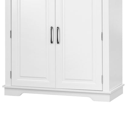 K&K 71" Tall Kitchen Pantry Cabinet with 3 Pull Out Cabinet Organizers, Farmhouse Embossed Texture Storage Cabinet with 6 Door Shelves, 2 Drawers, Freestanding Cupboard for Kitchen, Dining Room White image 5