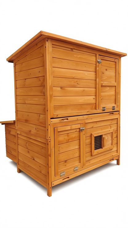 Chicken Coop, Double-House Wooden Chicken Coop For 6-8 Chickens With 3 Nesting Boxes And 2 Pull-Out Trays, Featuring A Foldable Ramp And Asphalt Roof image 11