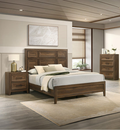 1pc Contemporary Four Drawer Chest Geometric Design Brown Finish Wooden Furniture image 5