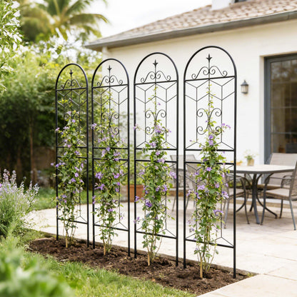 4 Pack Metal Garden Trellis 71" x 19.7" Rustproof Trellis for Climbing Plants Outdoor Flower Support Black image 7