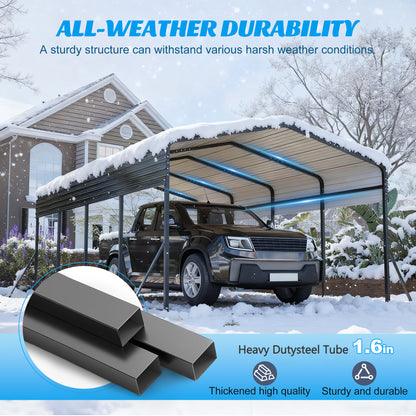 13x20 FT Metal Carport,Garage with Upgraded Triangle Reinforced Frame&4 Poles,Galvanized Steel Hardtop Roof,Heavy-Duty All-Weather Shelter for Car,Truck,Boat,Outdoor Storage image 4