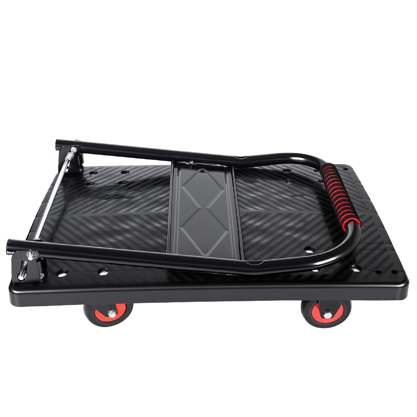 28-3/4" Long x 18-3/4" Wide Platform Truck, Foldable Handcart with 4'' TPR 360-Degree Silent Wheels, 330lbs Heavy-Duty Push Dolly Cart, 4 Steel Load-Bearing Beams for Warehouse Garage Home Use image 9