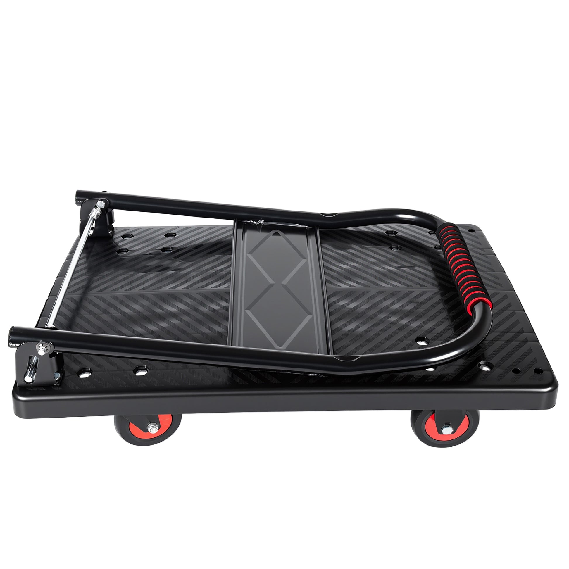 28-3/4" Long x 18-3/4" Wide Platform Truck, Foldable Handcart with 4'' TPR 360-Degree Silent Wheels, 330lbs Heavy-Duty Push Dolly Cart, 4 Steel Load-Bearing Beams for Warehouse Garage Home Use image 9