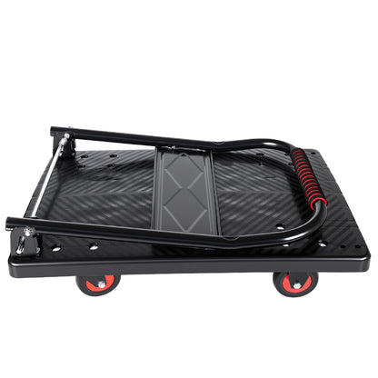 28-3/4" Long x 18-3/4" Wide Platform Truck, Foldable Handcart with 4'' TPR 360-Degree Silent Wheels, 330lbs Heavy-Duty Push Dolly Cart, 4 Steel Load-Bearing Beams for Warehouse Garage Home Use image 9