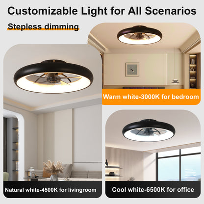 Low profile ceiling fan for bedroom - matte black finish