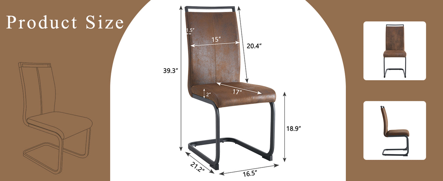 Set of 4 Vintage Brown Tech Fabric Dining Chairs: 39.3" High, 20.4" Ergonomic Backrest, 17" Deep Seat, Ideal for Dining Room, Café & Leisure Area, Stylish & Comfortable image 8