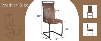 Set of 4 Vintage Brown Tech Fabric Dining Chairs: 39.3" High, 20.4" Ergonomic Backrest, 17" Deep Seat, Ideal for Dining Room, Café & Leisure Area, Stylish & Comfortable image 8