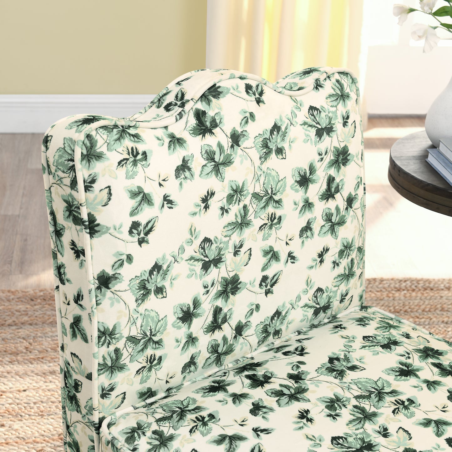 Flannel single dining chair with soft seat cushion and backrest, no armrests, matching pillow can be used as waist cushion, this dining chair can be used in the living room - GREEN image 4