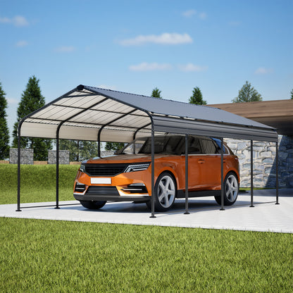 12X20 FT Metal Carport, Outdoor Car Shelter All Weather, Heavy Duty Outdoor Galvanized Car Shelter for Car Boat Truck and SUVs Black image 1