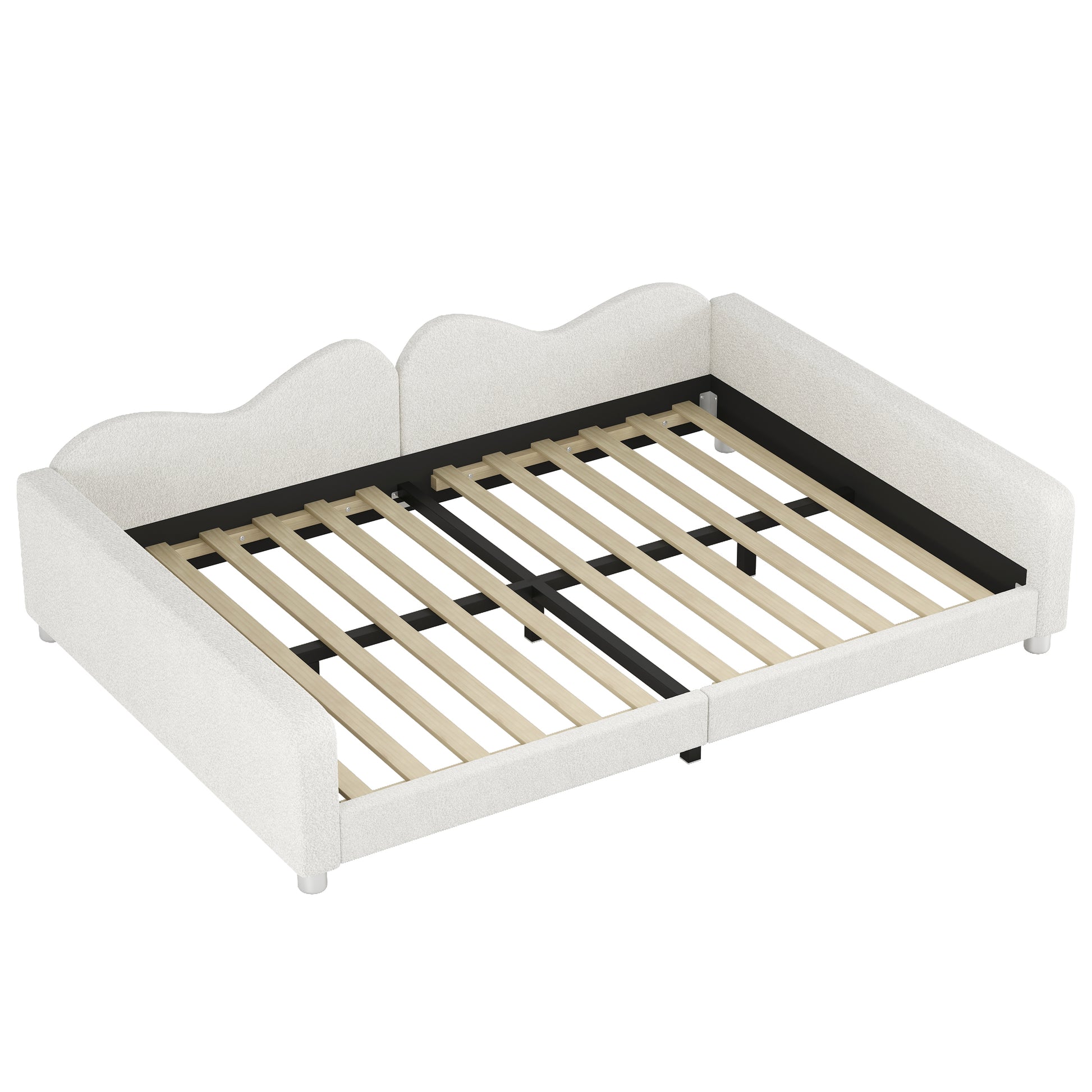 Full size Upholstered Daybed, Sherpa Fabric Sofabed with Cloud-Shaped Backrest, No Box-spring Needed, White(Old SKU: WF532069AAK) image 4