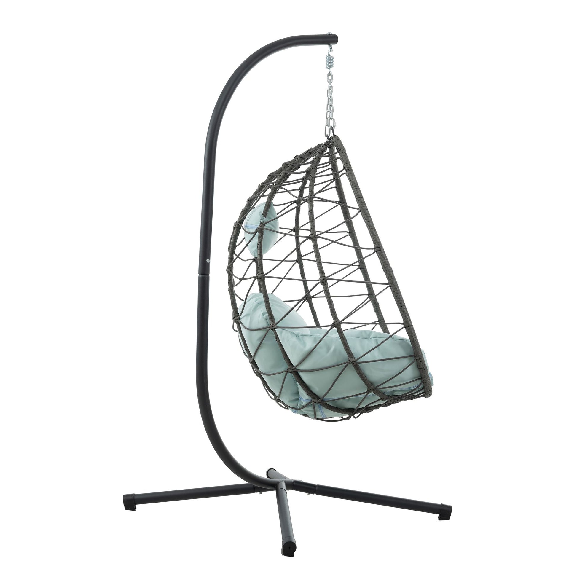 Egg Chair with Stand Indoor Outdoor Swing Chair Patio Wicker Hanging Egg Chair Hanging Basket Chair with Stand for Bedro image 6