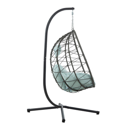 Egg Chair with Stand Indoor Outdoor Swing Chair Patio Wicker Hanging Egg Chair Hanging Basket Chair with Stand for Bedro image 6