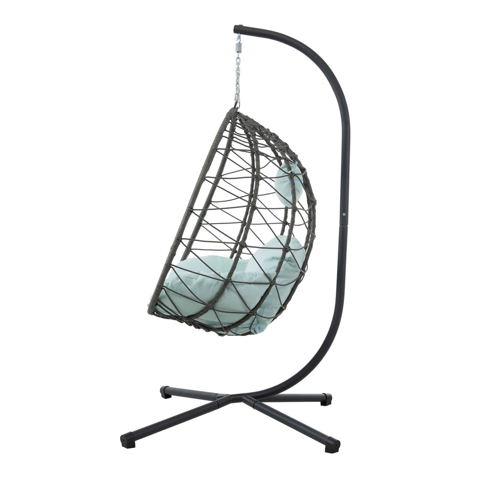 Egg Chair with Stand Indoor Outdoor Swing Chair Patio Wicker Hanging Egg Chair Hanging Basket Chair with Stand for Bedro image 5