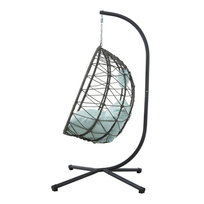 Egg Chair with Stand Indoor Outdoor Swing Chair Patio Wicker Hanging Egg Chair Hanging Basket Chair with Stand for Bedro image 5