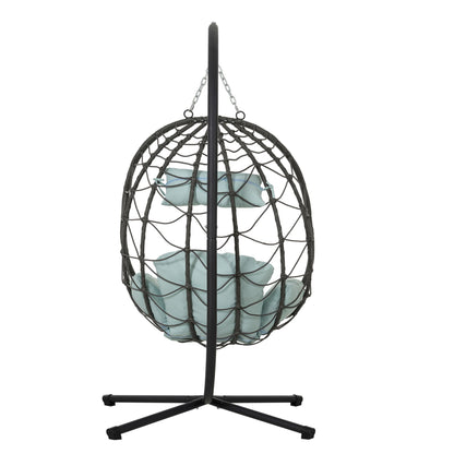 Egg Chair with Stand Indoor Outdoor Swing Chair Patio Wicker Hanging Egg Chair Hanging Basket Chair with Stand for Bedro image 2