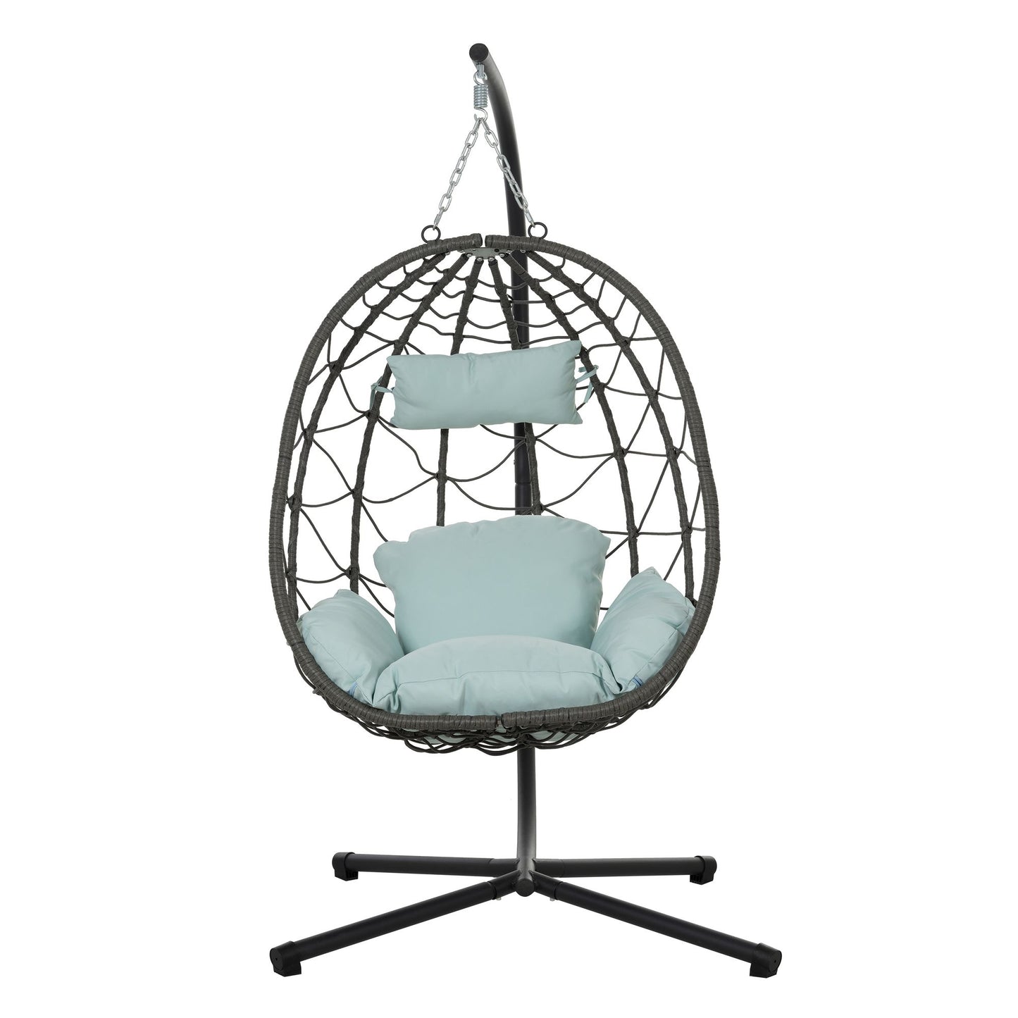Egg Chair with Stand Indoor Outdoor Swing Chair Patio Wicker Hanging Egg Chair Hanging Basket Chair with Stand for Bedro image 1