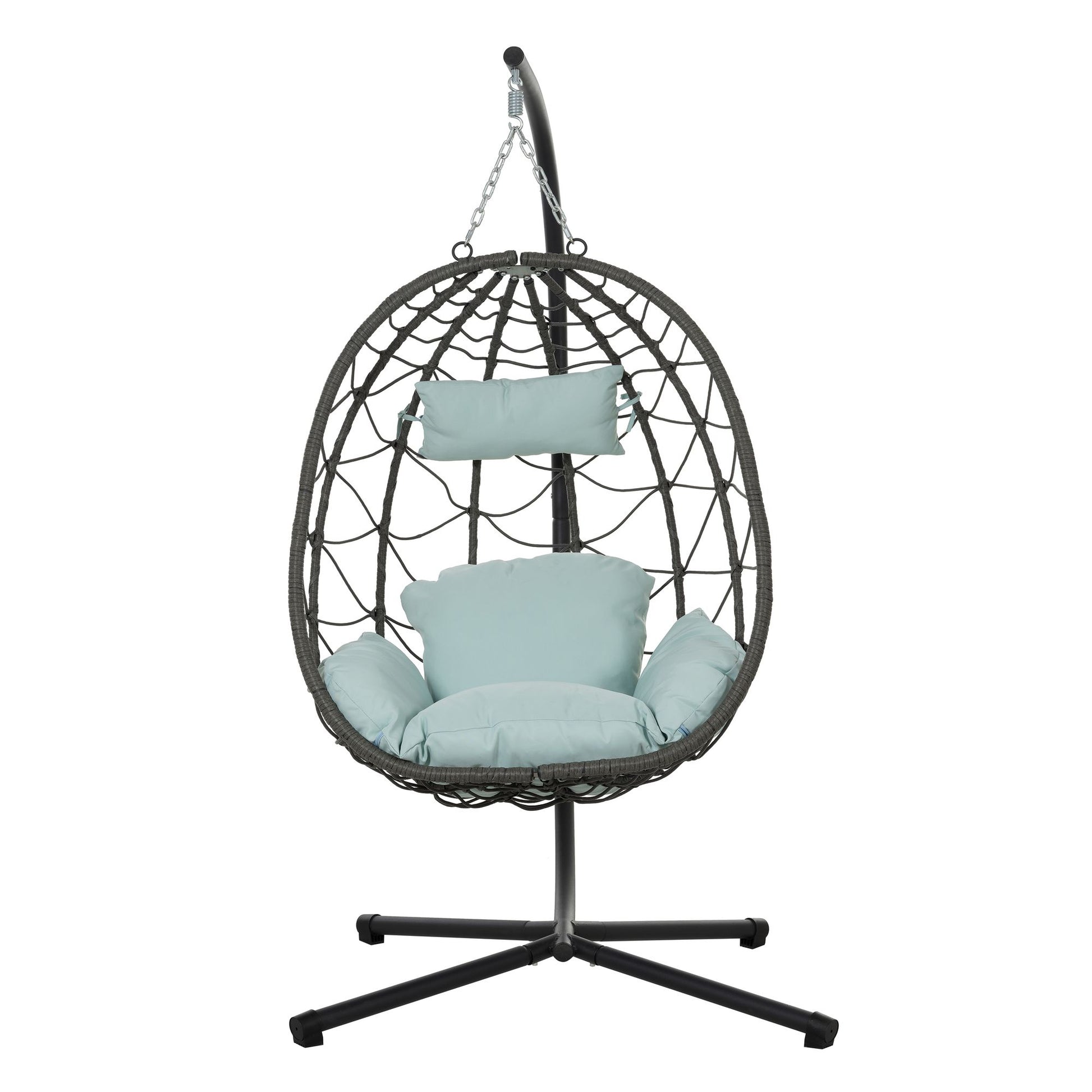 Egg Chair with Stand Indoor Outdoor Swing Chair Patio Wicker Hanging Egg Chair Hanging Basket Chair with Stand for Bedro image 1