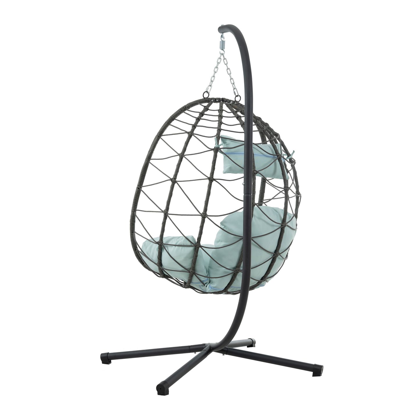 Egg Chair with Stand Indoor Outdoor Swing Chair Patio Wicker Hanging Egg Chair Hanging Basket Chair with Stand for Bedro image 4