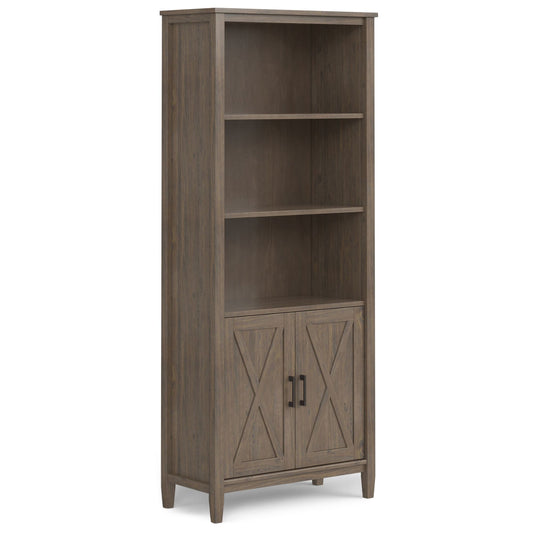 Ela Bookcase Smoky Brown front view with doors closed