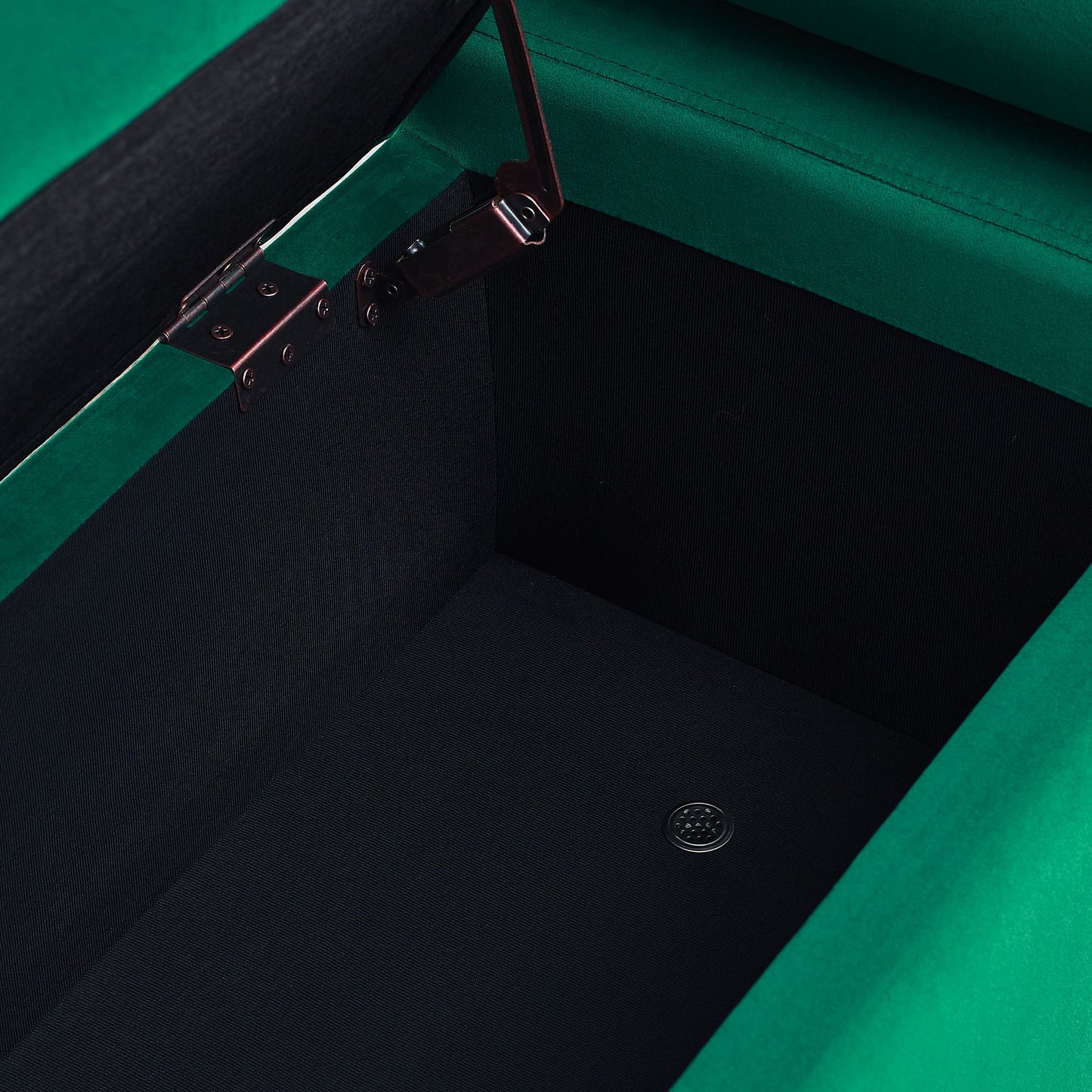 Elegant Upholstered Velvet Storage Bench with Cylindrical Arms and Iron Legs for Hallway Living Room Bedroom, Green image 8