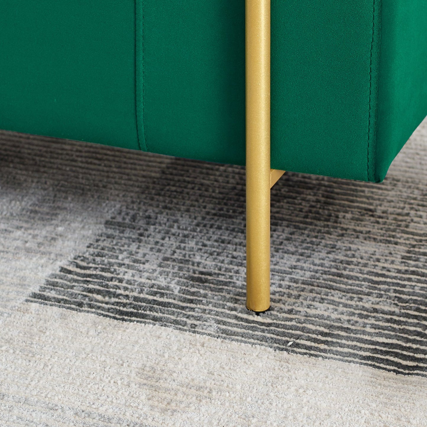 Elegant Upholstered Velvet Storage Bench with Cylindrical Arms and Iron Legs for Hallway Living Room Bedroom, Green image 7