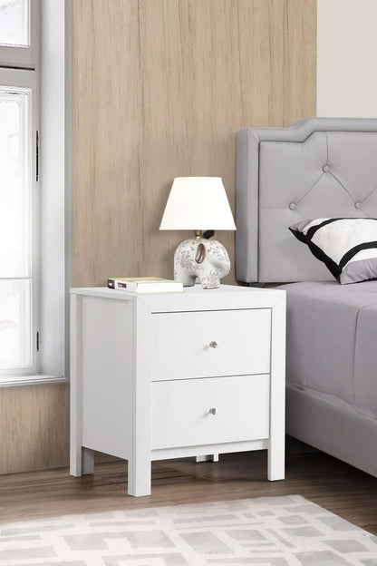 Elegant White Transitional Nightstand image 2