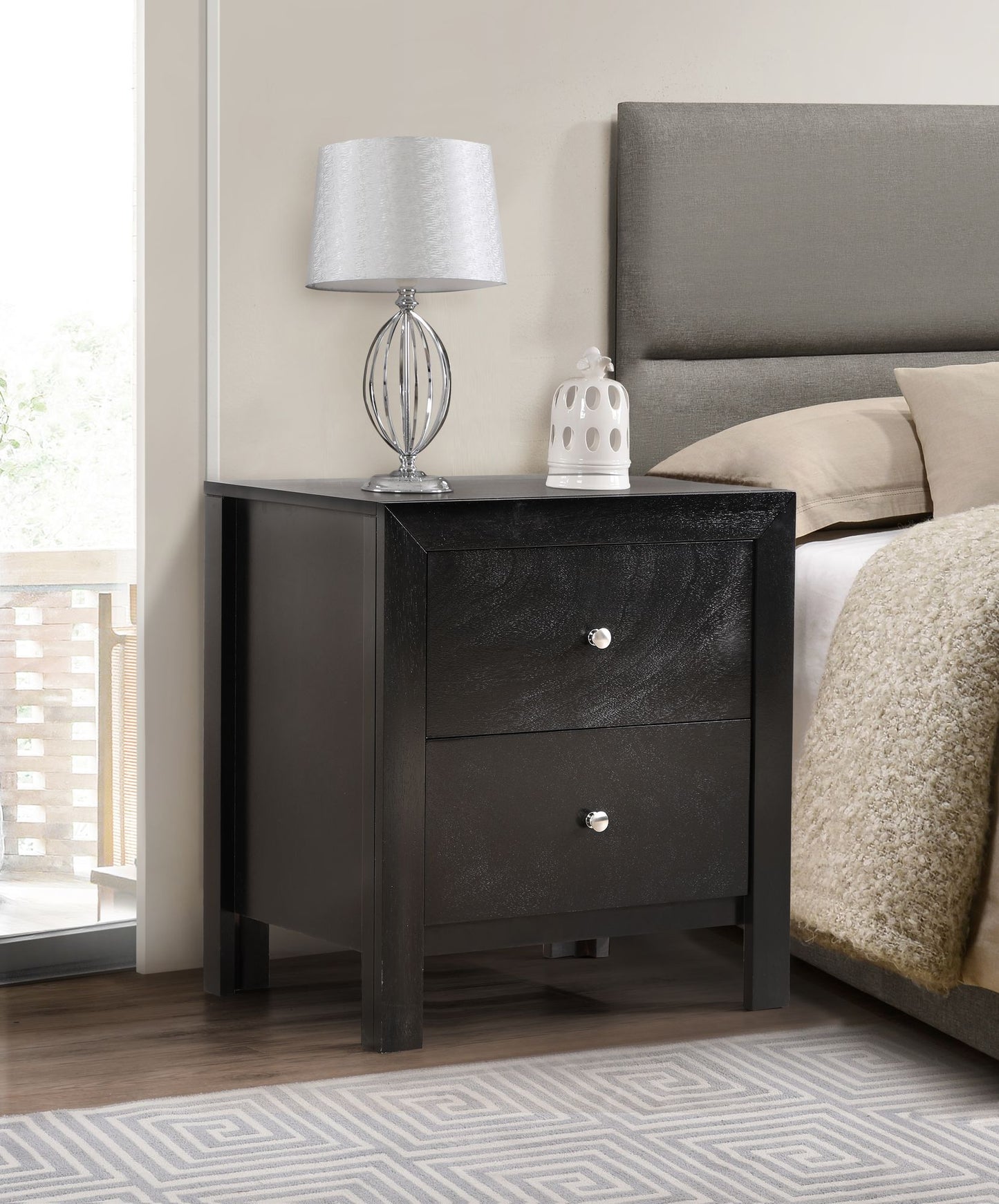 Elegantly Designed Bedside Table In Chic Black image 1