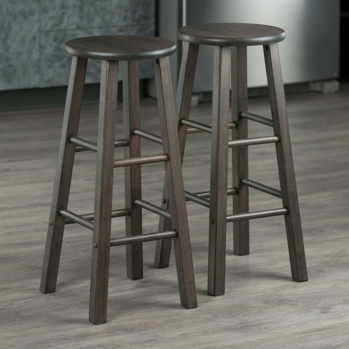 Element 2-Pc Square Leg Bar Stool Set; Oyster Gray image 2