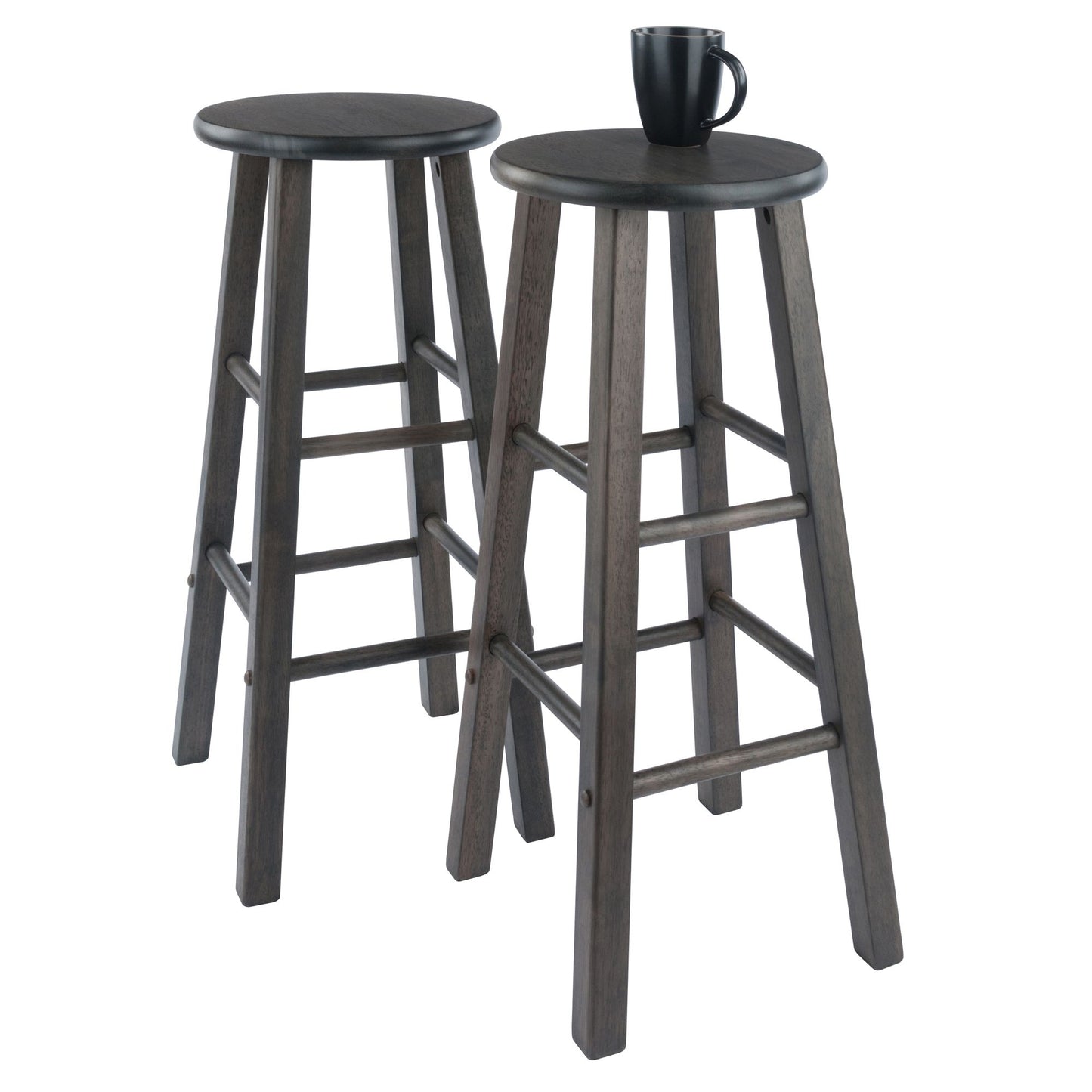 Element 2-Pc Square Leg Bar Stool Set; Oyster Gray image 3