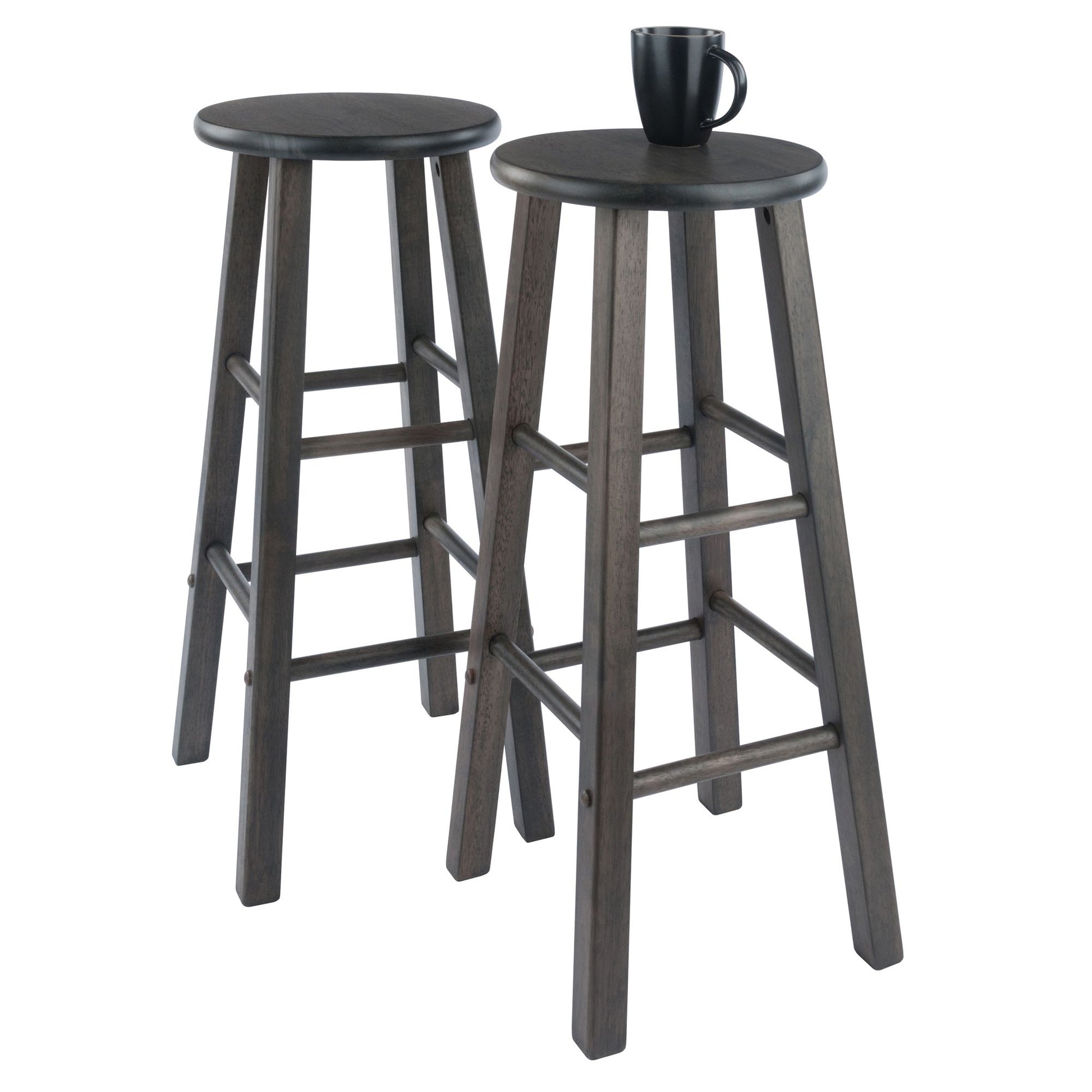 Element 2-Pc Square Leg Bar Stool Set; Oyster Gray image 3