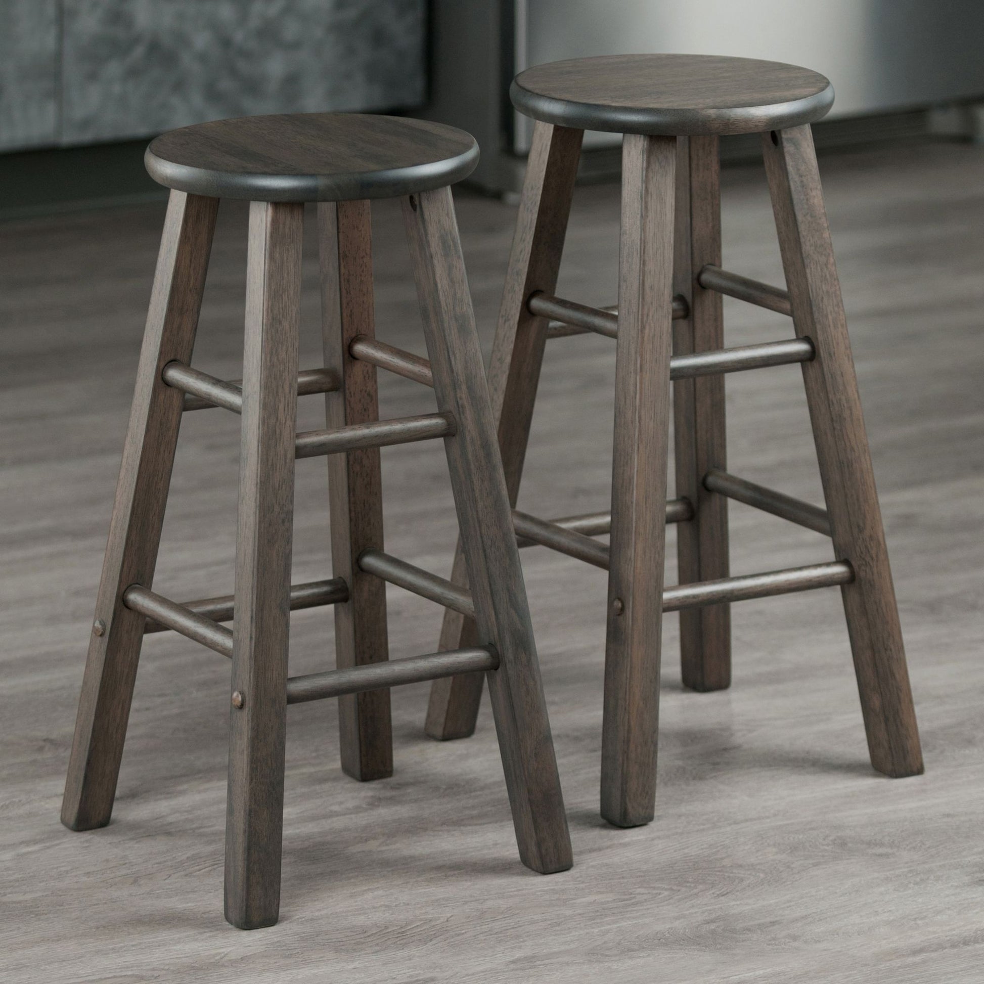 Element 2-Pc Square Leg Counter Stools; Oyster Gray image 2