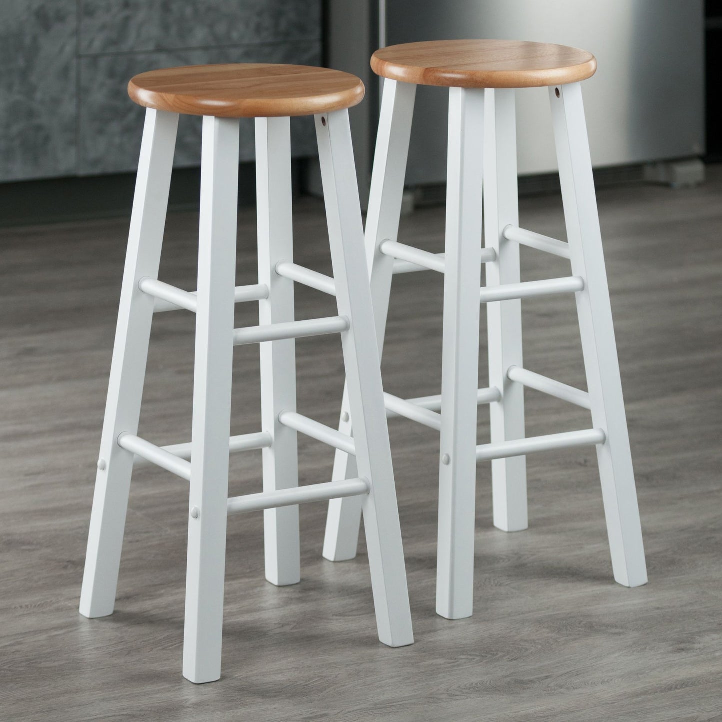 Element Bar Stools; 2-Pc Set; Natural & White image 4