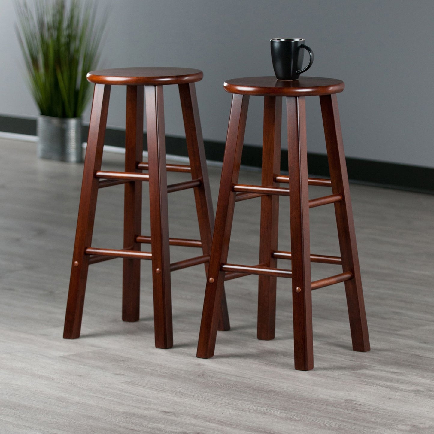 Element Bar Stools; 2-Pc Set; Walnut image 5