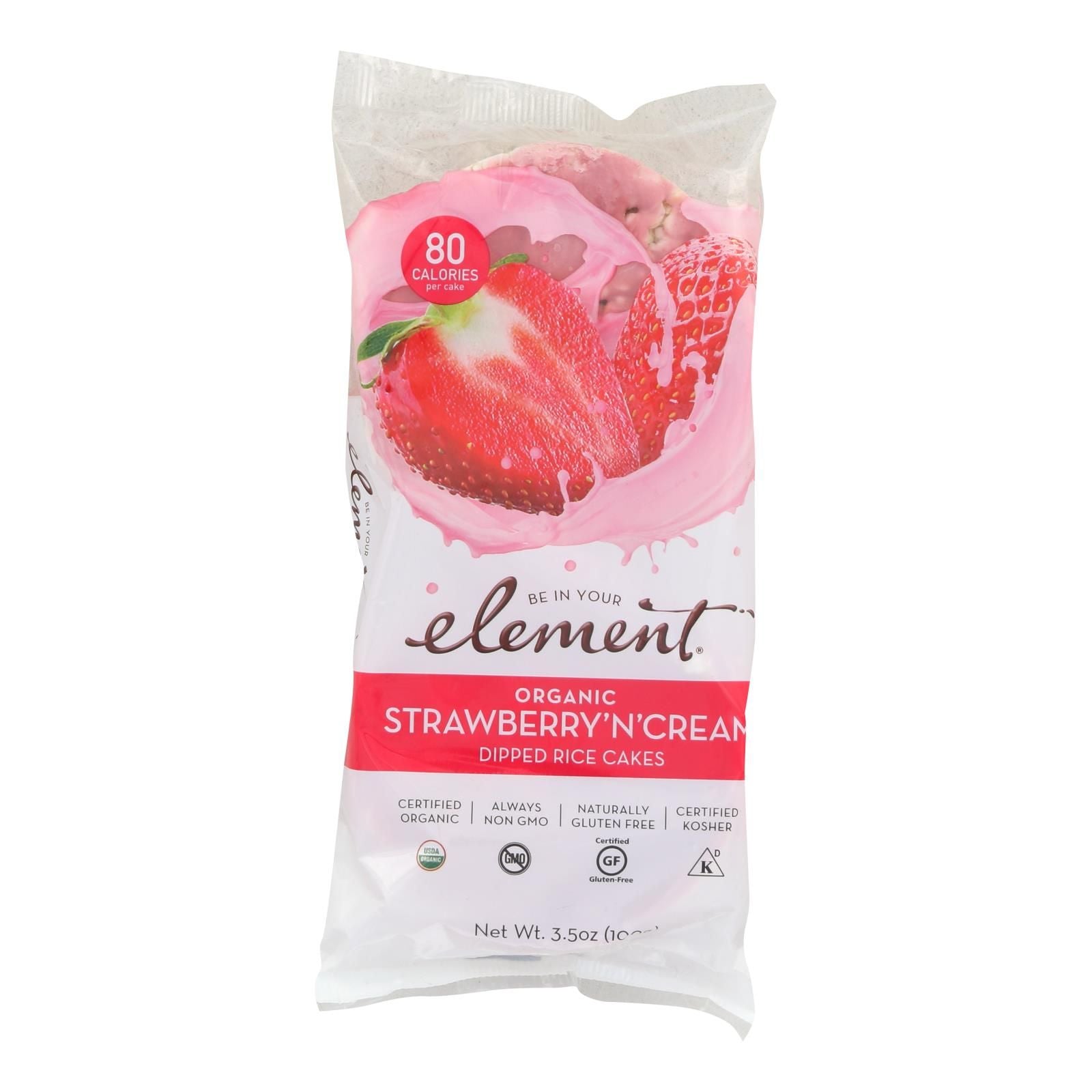 Element Organic Dipped Rice Cakes - Strawberry'n'cream - Case Of 6 - 3.5 Oz image 1
