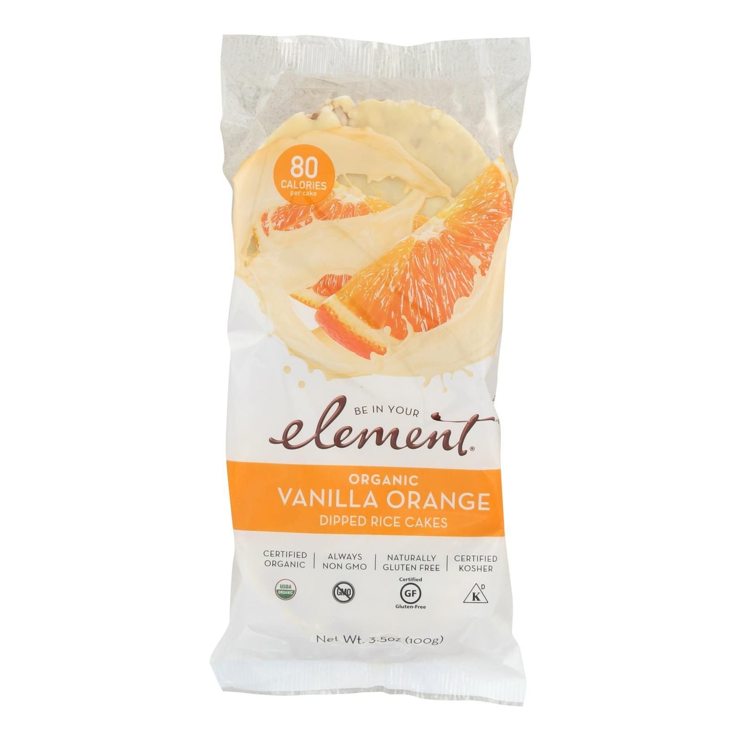 Element Organic Dipped Rice Cakes - Vanilla Orange - Case Of 6 - 3.5 Oz image 1