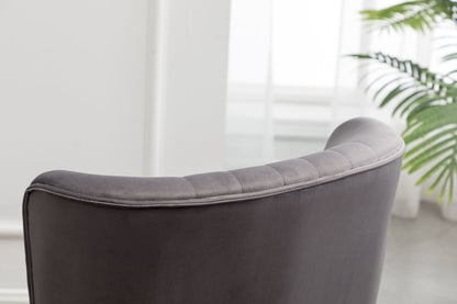 Elon Contemporary Velvet Upholstered Accent Chair, Gray image 2
