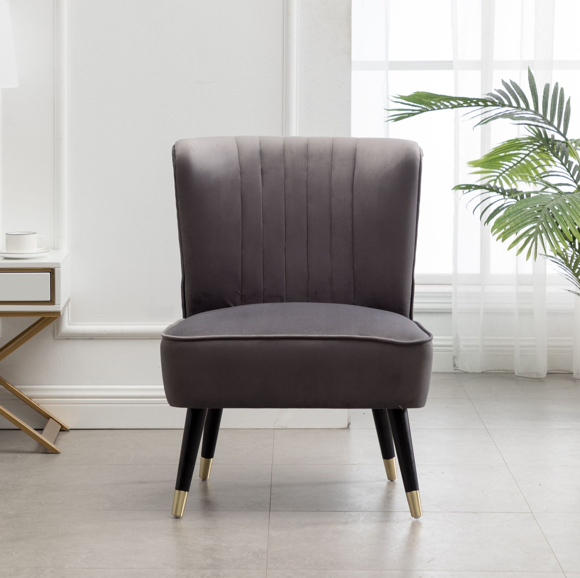 Elon Contemporary Velvet Upholstered Accent Chair, Gray image 14
