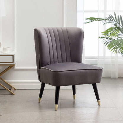 Elon Contemporary Velvet Upholstered Accent Chair, Gray image 1