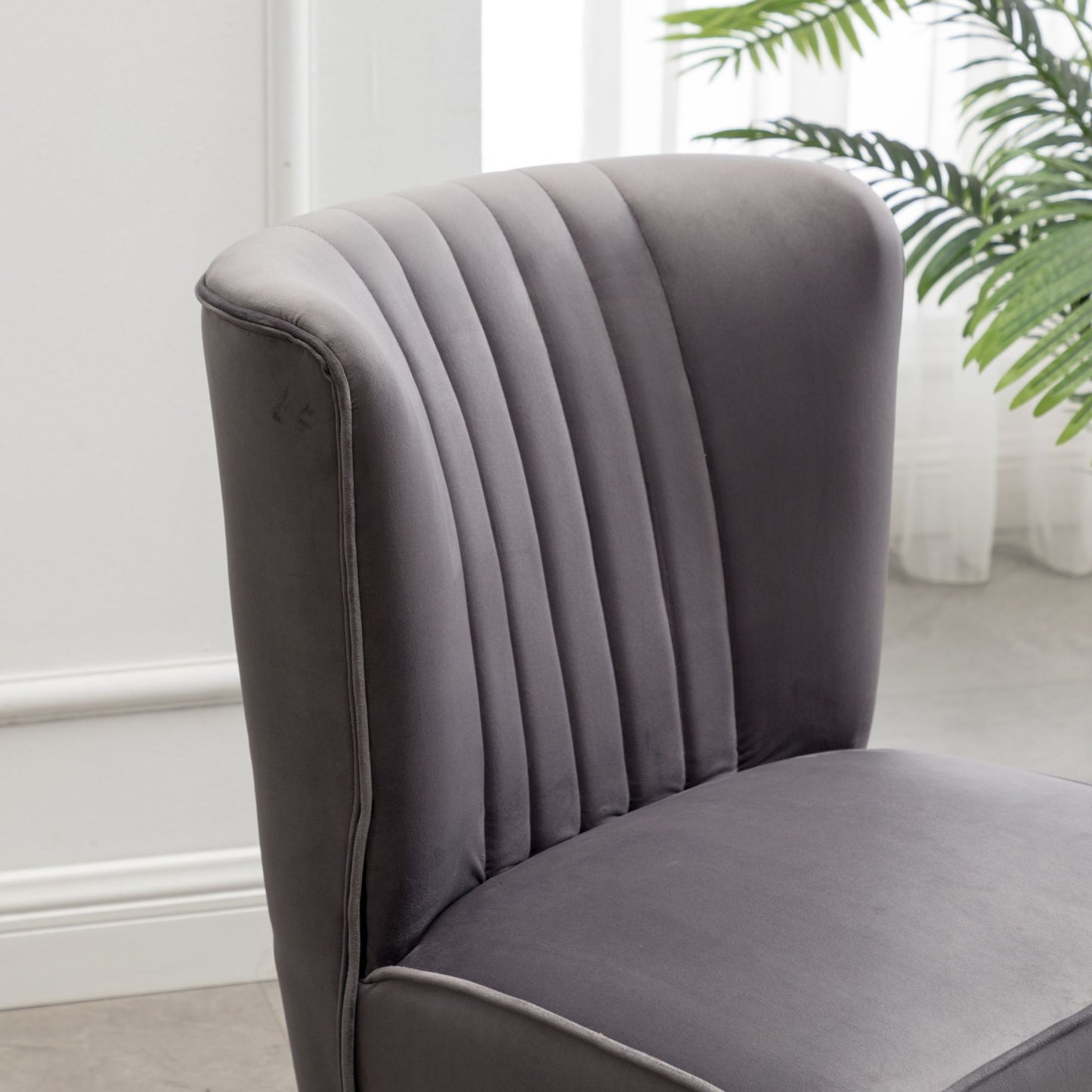 Elon Contemporary Velvet Upholstered Accent Chair, Gray image 8