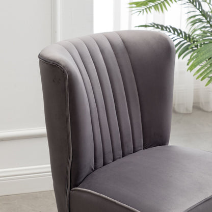 Elon Contemporary Velvet Upholstered Accent Chair, Gray image 8
