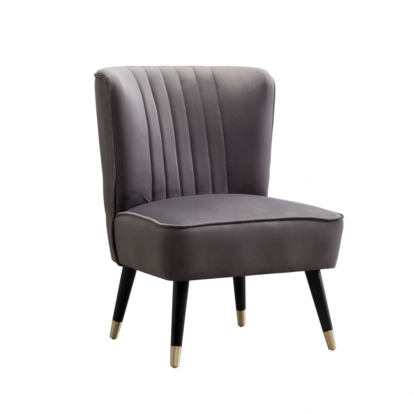 Elon Contemporary Velvet Upholstered Accent Chair, Gray image 3