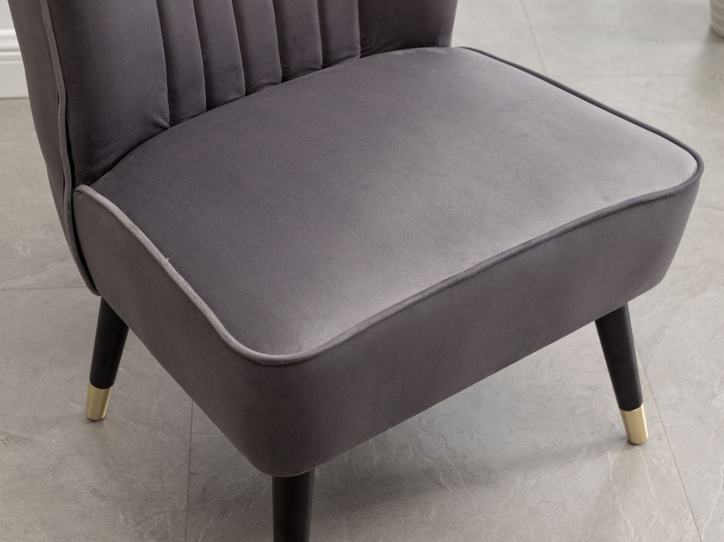 Elon Contemporary Velvet Upholstered Accent Chair, Gray image 4